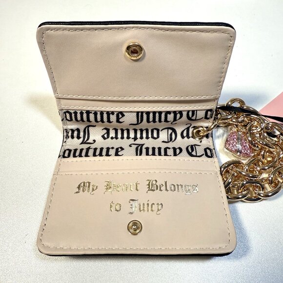 Juicy Couture Liquorice Top Notch Card Case Key Fob Wallet + Chunky Chain NWT - Picture 4 of 7